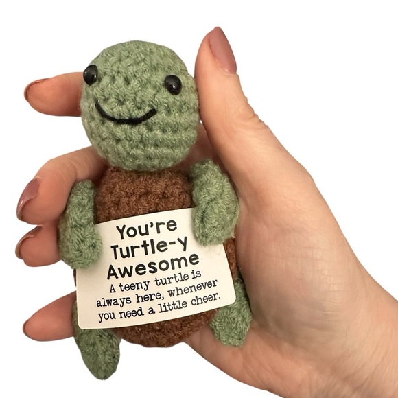 Handmade Crochet Emotional Support Sea Turtle “You’re Turtle-y Awesome” NEW - Picture 3 of 13